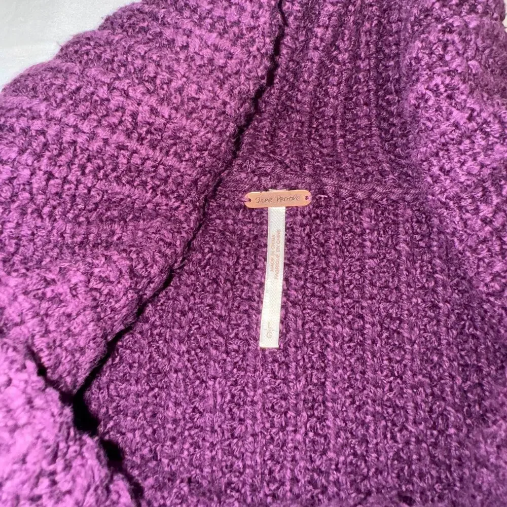 Free People Hunny Bunny Crop Sweater Women’s Large Purple Boho Dark Feminine - Picture 6 of 15